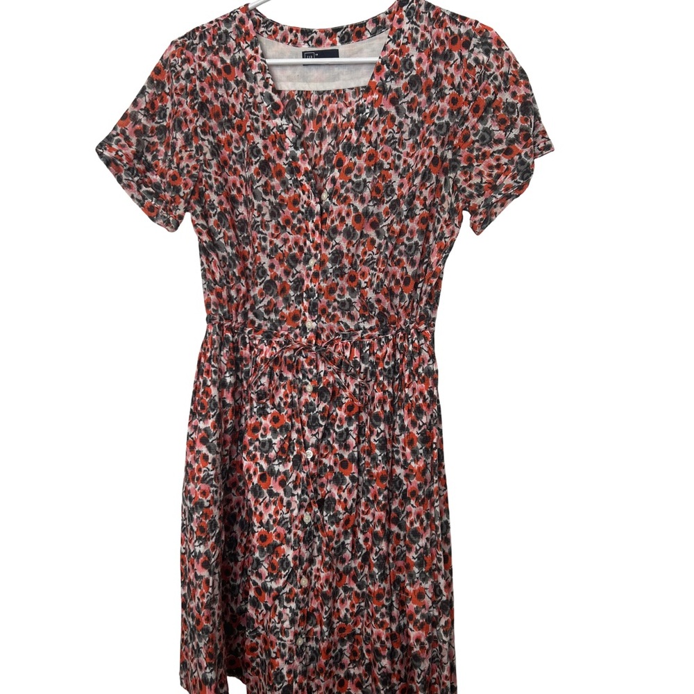 GAP Pink and Black Midi Sundress Casual Crew Neck